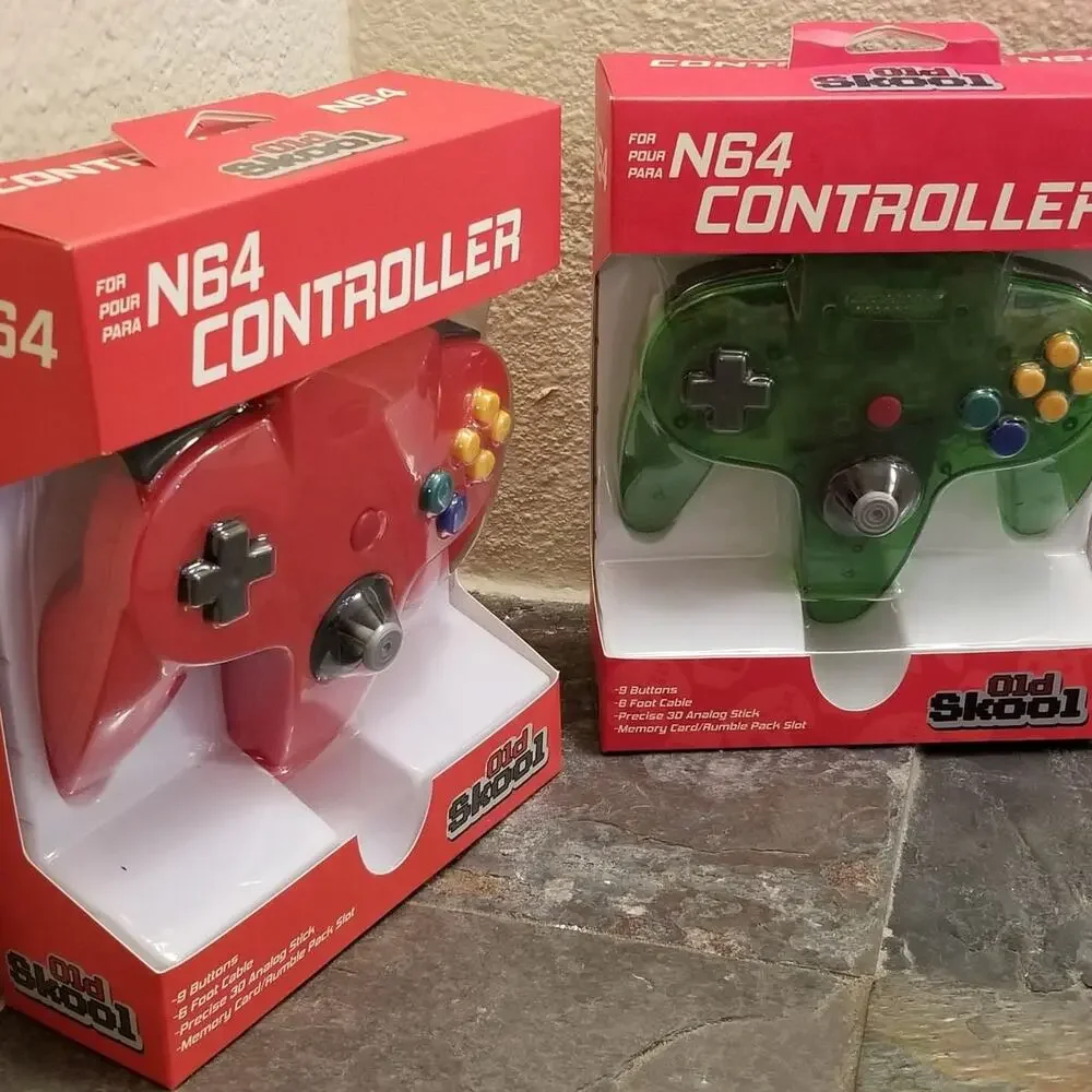 2 N64 Controllers - Red & Jungle Green (NEW) - Nintendo64 - Old Skool